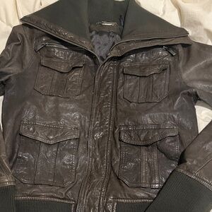 VTG Y2K lambskin leather aviator Brown Jacket